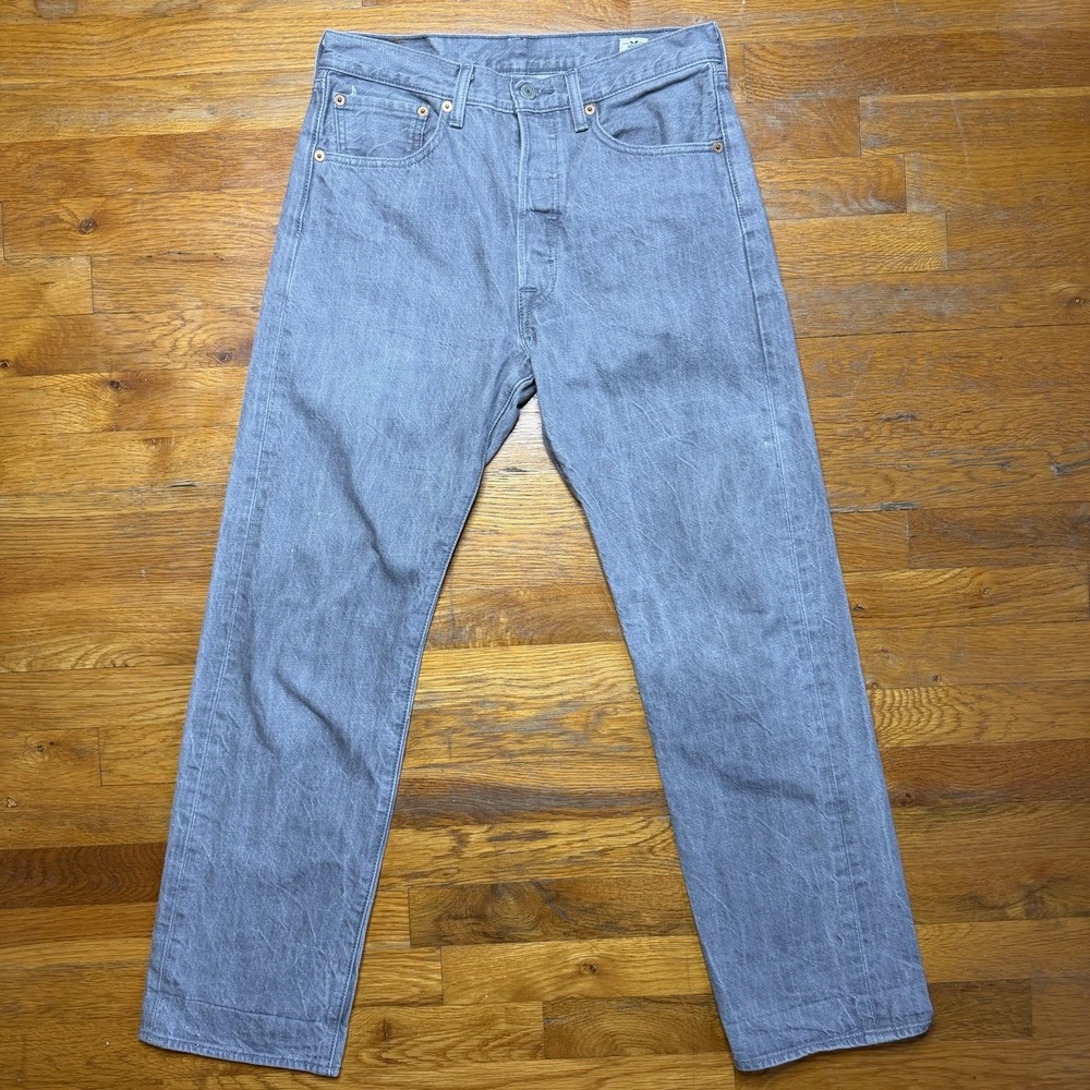 Levis 501 White Oak Cone Denim Mens Jeans 32x32 (29x29.5) Gray Button Fly Mexico